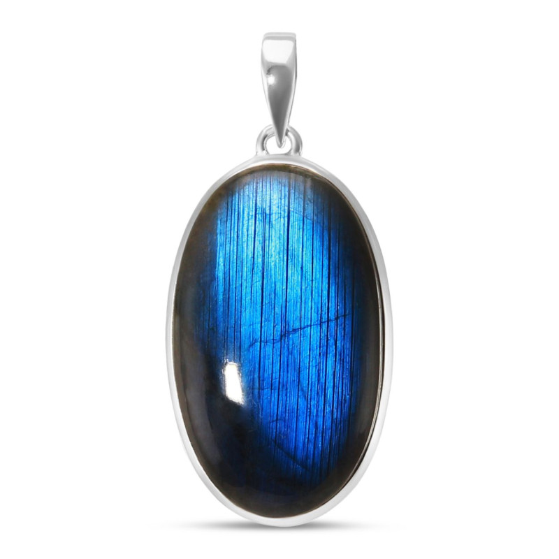 Pendentif Argent 925 Labradorite Ovale 22x37mm