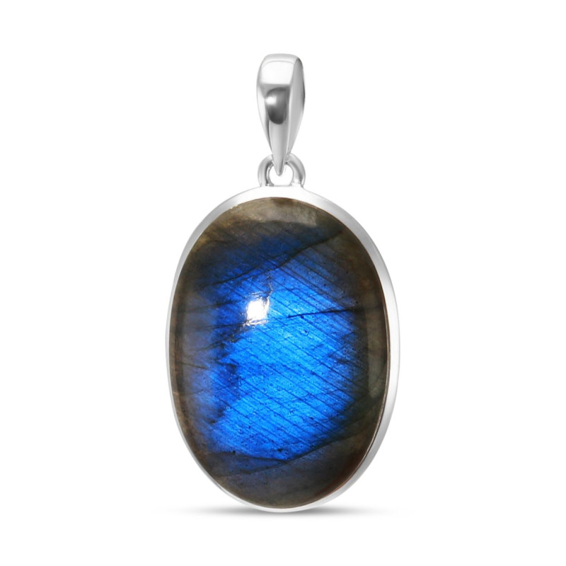 Pendentif Argent 925 Labradorite Ovale 23x32mm