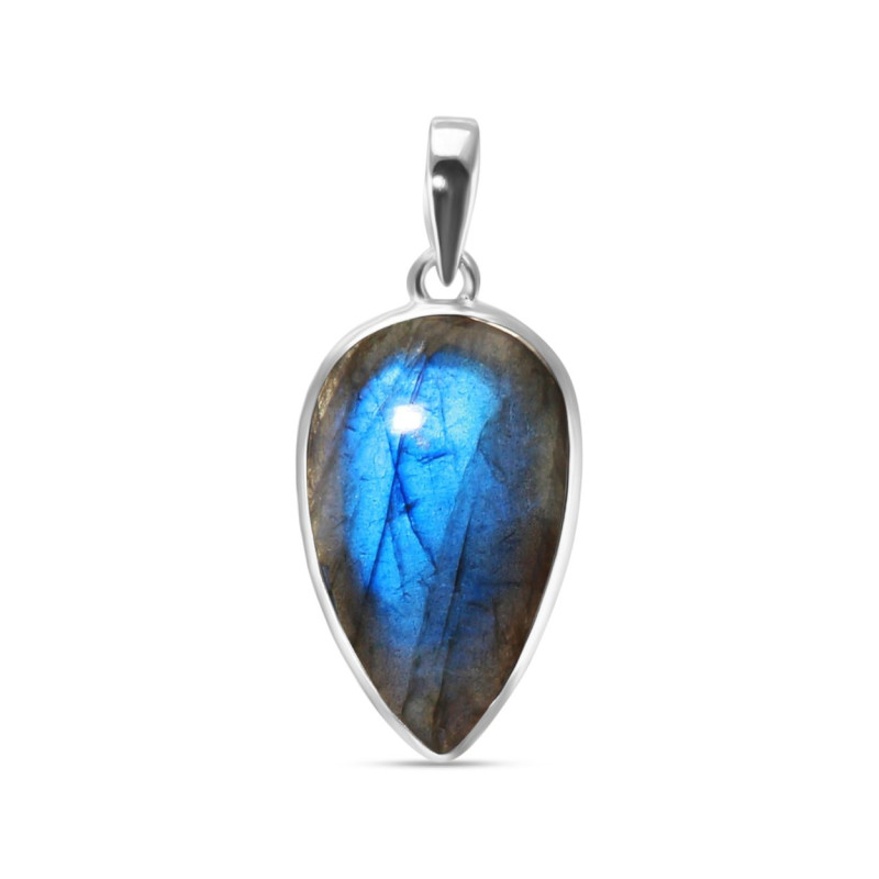 Pendentif Argent 925 Labradorite Poire 17x29mm