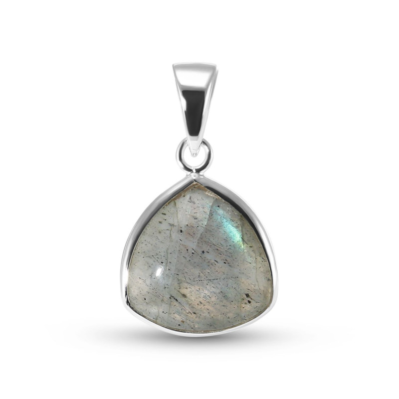 Pendentif Argent 925 Labradorite Triangulaire 10x10mm Cabochon