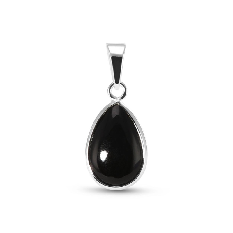 Pendentif Argent 925 Onyx Poire 12x8mm Cabochon