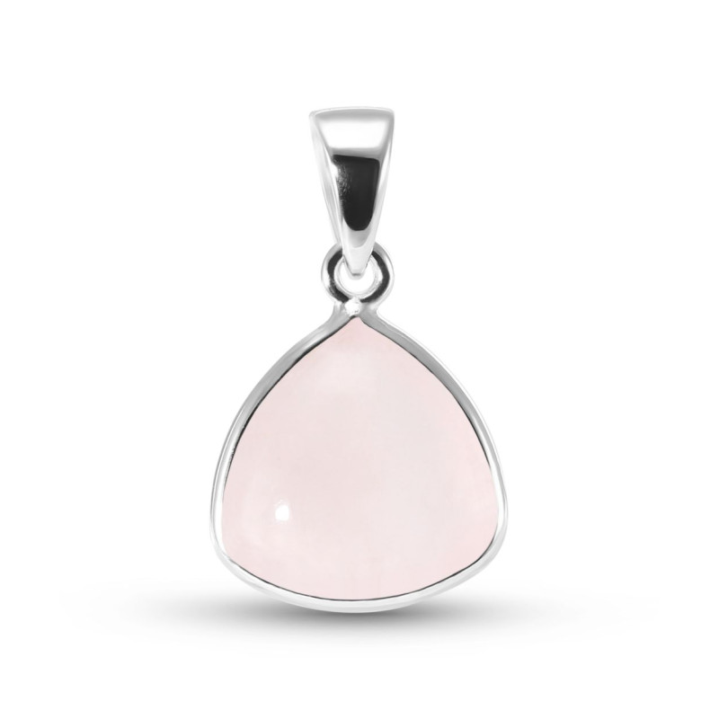 Pendentif Argent 925 Quartz Rose Triangulaire 10x10mm Cabochon