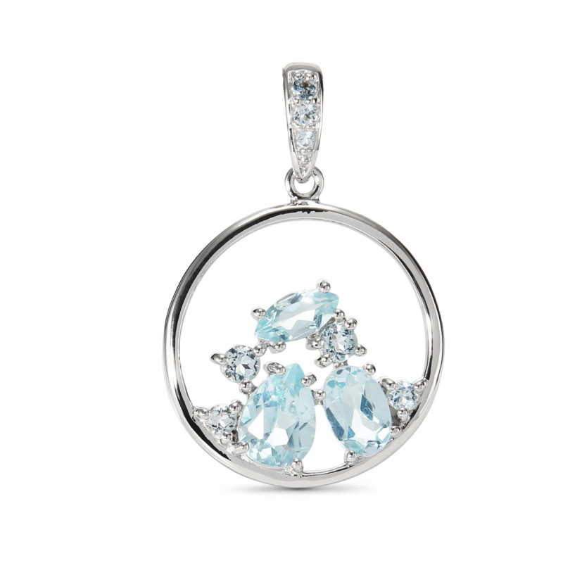 Pendentif Argent Topaze bleue traitée 