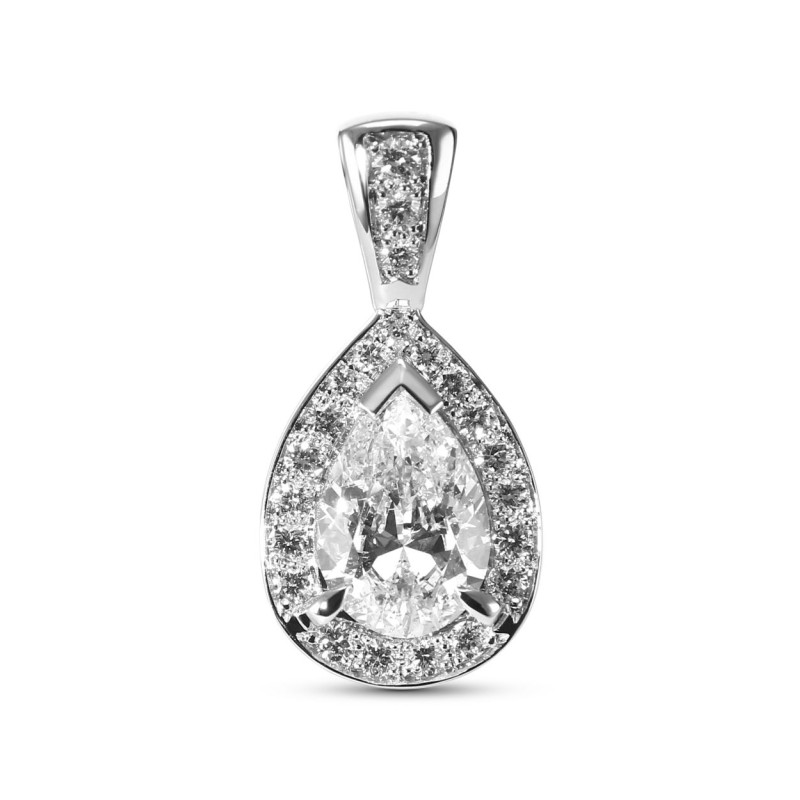 Pendentif Or Blanc 750 Diamant Poire 1 carat GSI2