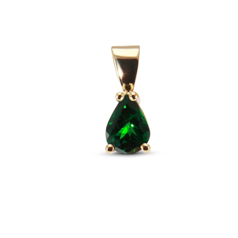 Pendentif Or Jaune 750 Grenat Tsavorite Poire 7x5mm