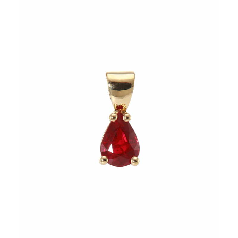 Pendentif Or Jaune 750 Rubis AAA Poire 7x5mm