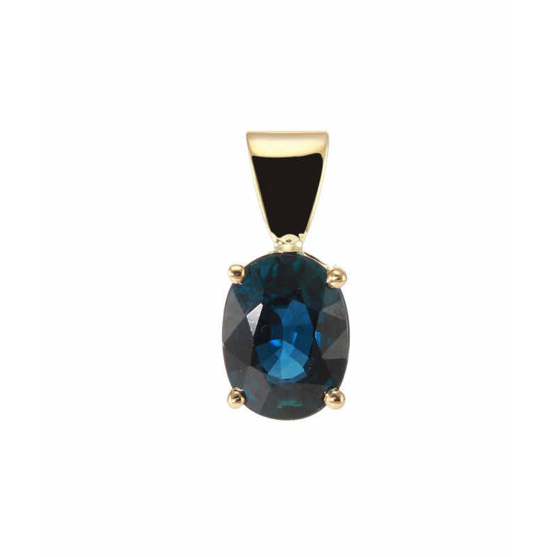 Pendentif Or Jaune 750 Saphir AAA bleu royal Ovale 8x6mm