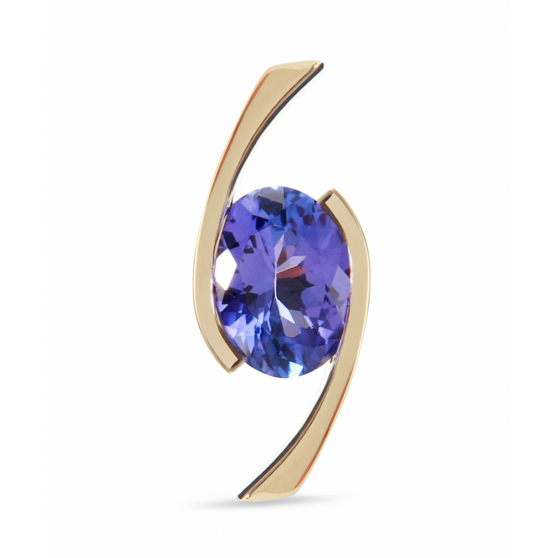 Pendentif Or Jaune 750 Tanzanite AAA Ovale 9x7mm