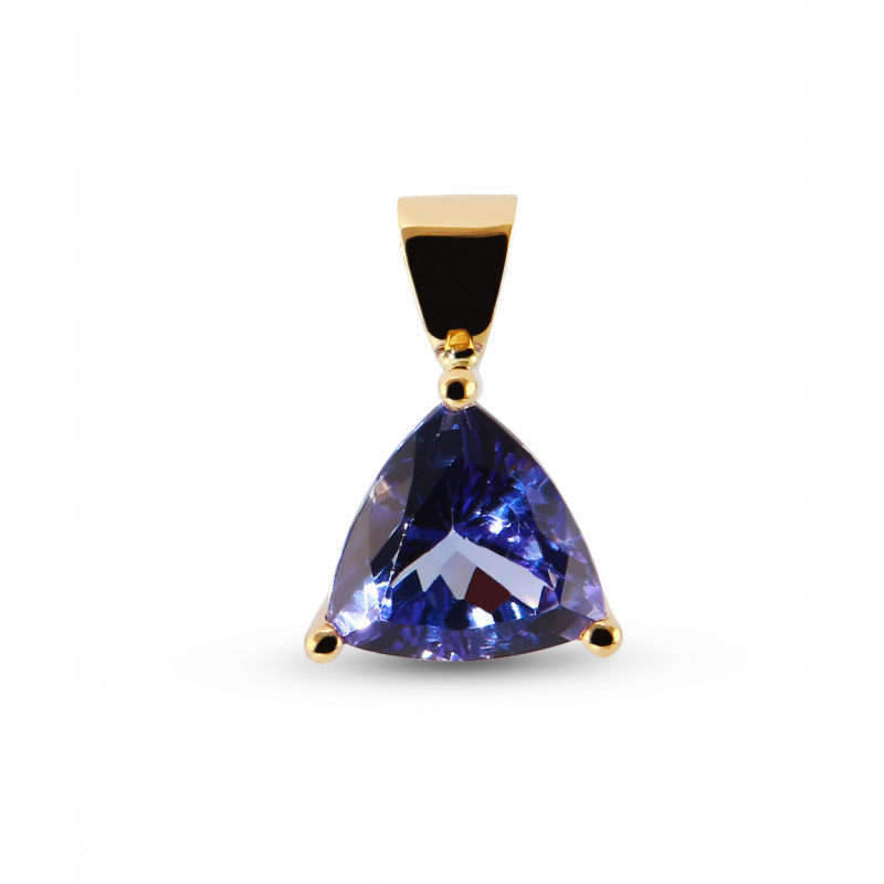 Pendentif Or Jaune 750 Tanzanite AAA Trillion 8x8mm