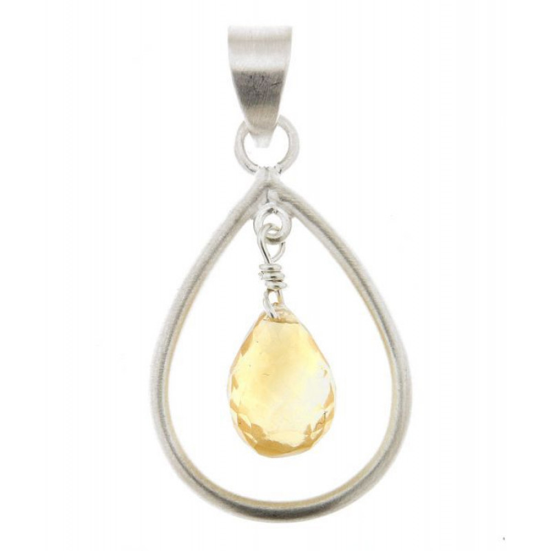 Pendentif Poire en Argent 925 et Citrine