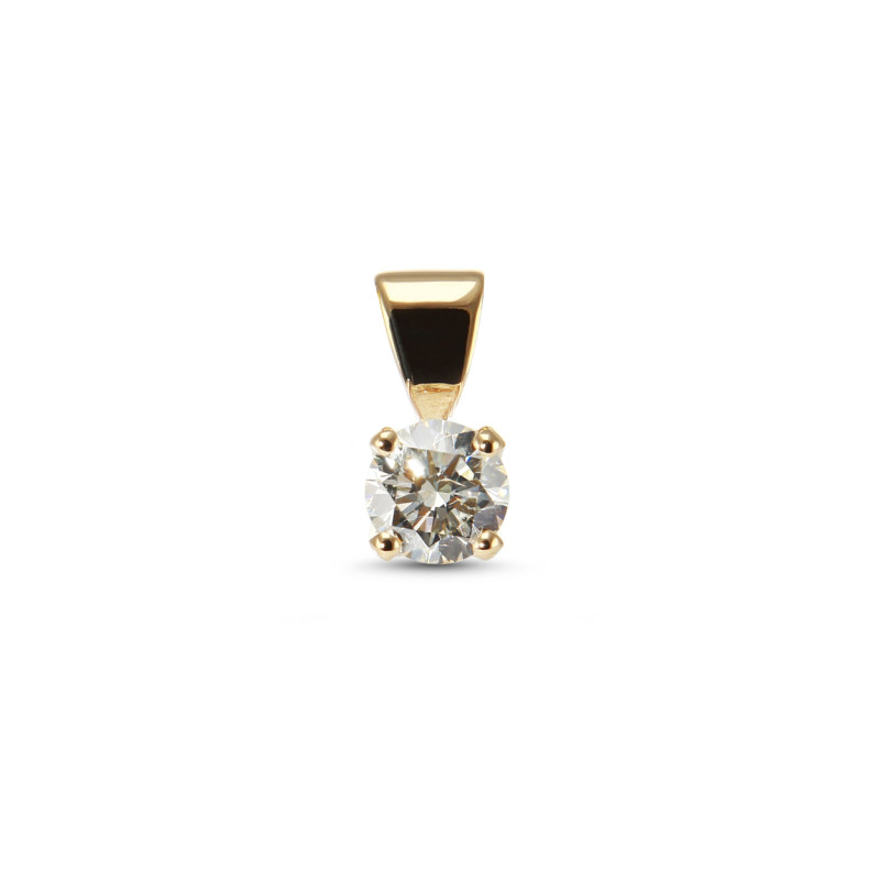 Pendentif Solitaire Or Jaune 750  Diamant 0.43 carat