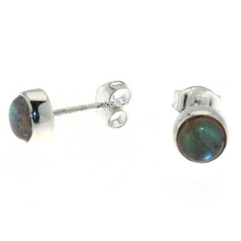 Puces d'oreilles Argent Labradorite Ronde 6mm