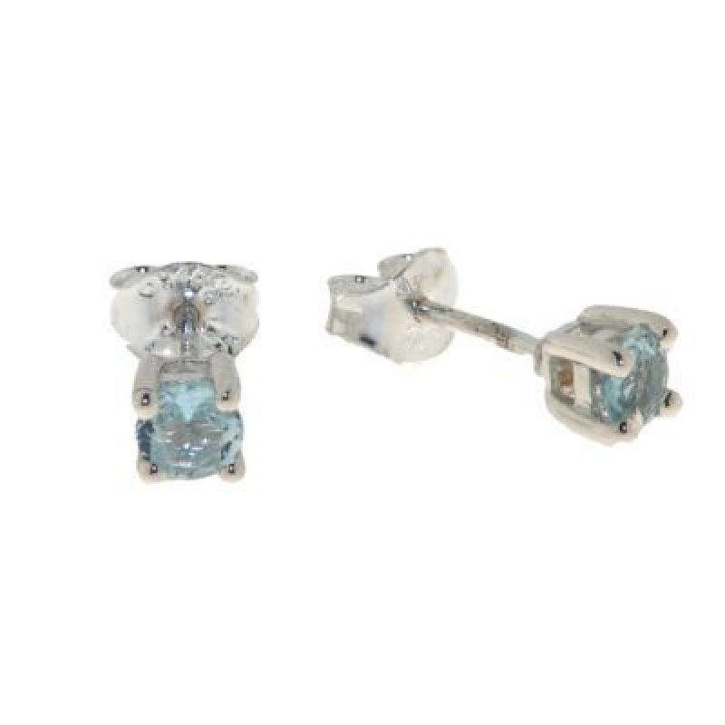 Puces d'oreilles Argent Topaze  Bleue 4mm