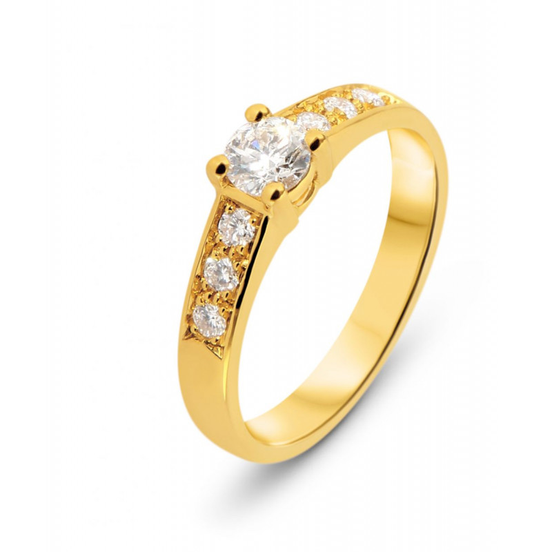 Solitaire épaulé Or Jaune 750 Diamants 0.60 carat