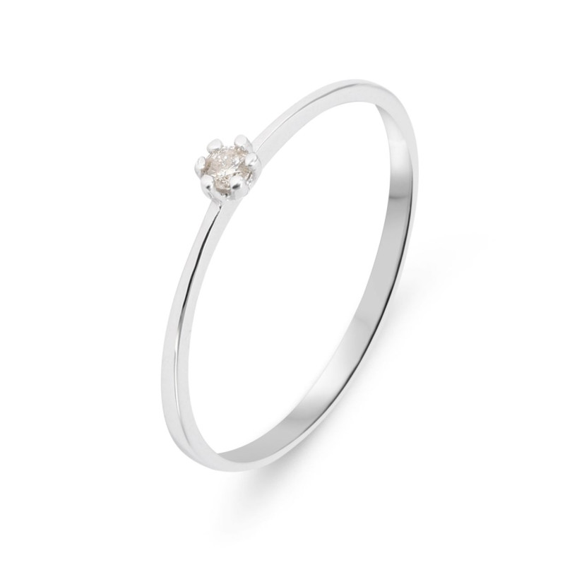 Solitaire Or Blanc 750 Diamant 0.045 carat