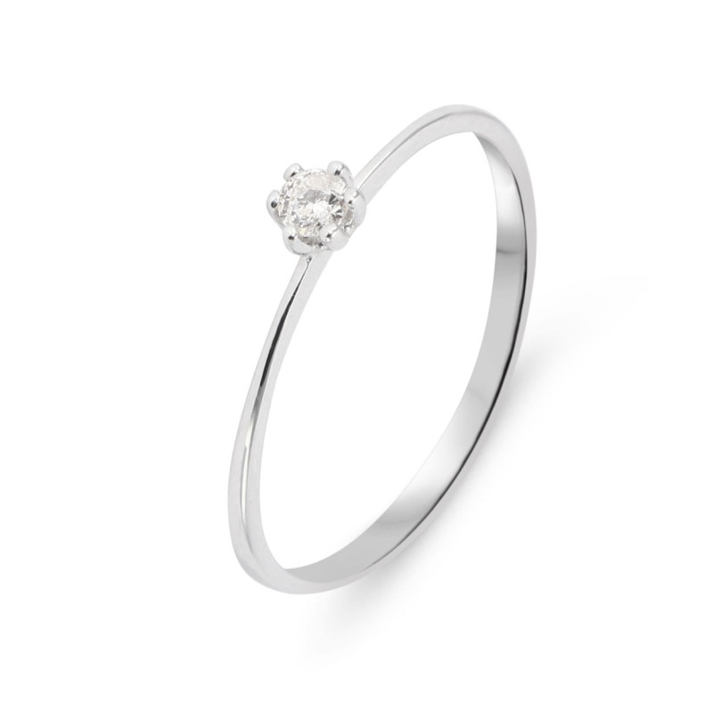 Solitaire Or Blanc 750 Diamant 0.07 carat