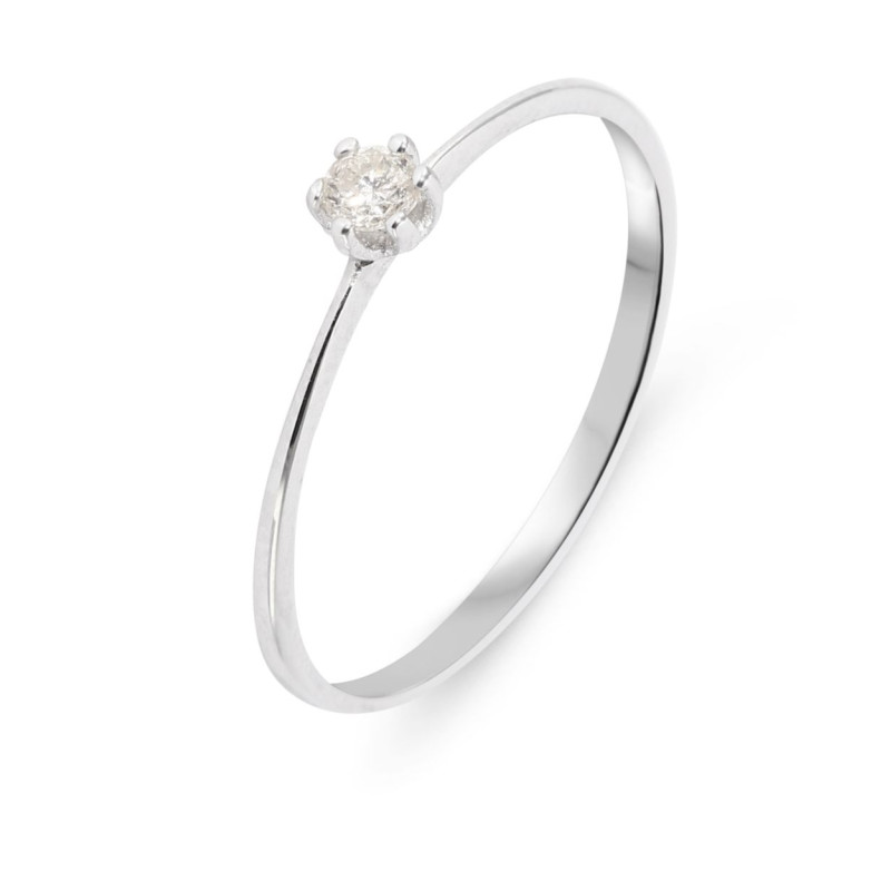 Solitaire Or Blanc 750 Diamant 0.10 carat