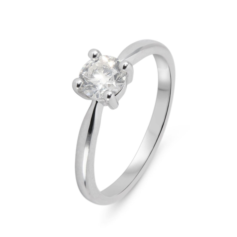 Solitaire Or Blanc 750 Diamant 0.64 carat