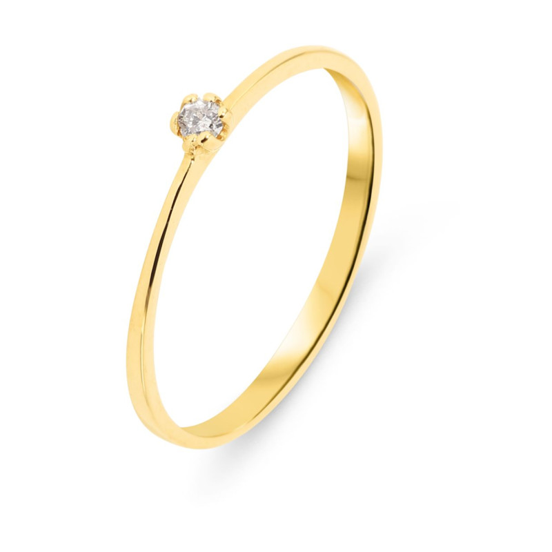 Solitaire Or Jaune 750 Diamant 0.045 carat