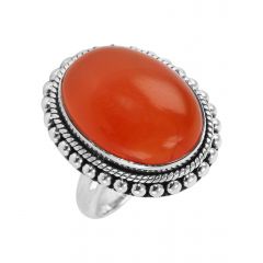 Bague Argent 925 Cornaline Cabochon Ovale 20x15mm