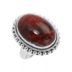 Bague Argent 925 Rhodonite Cabochon Ovale 20x15mm