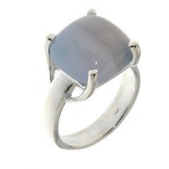 Bague Argent Calcédoine Bleue Coussin 12mm