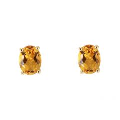 Boucles d'oreilles Or Jaune 750 Citrine Ovale 8x6mm