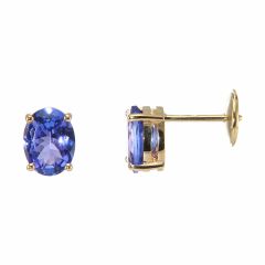 Boucles d'oreilles Or Jaune Tanzanites AAA Ovales 8x6mm