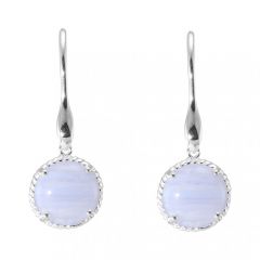 Boucles d'oreilles Pendantes Argent 925 Calcédoine Ronde 12mm