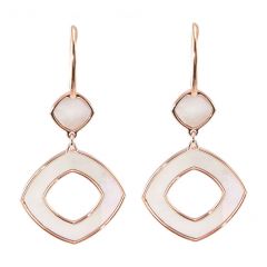 Boucles d'oreilles pendantes argent rhodié losange et nacre