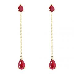 Boucles d'oreilles Pendantes Or Jaune 750 Rubis taille poire