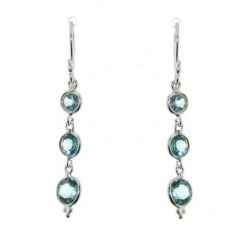 Boucles d'oreilles Pendantes Topaze Bleue Traitée