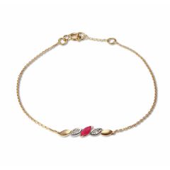 Bracelet Or Jaune 750 Rubis et diamants