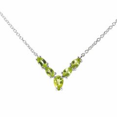 Collier Argent 925 Rhodié Péridot Poires