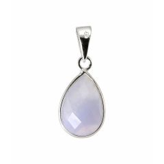 Pendentif Argent 925 Calcédoine Bleue Poire  facettée 12x8mm