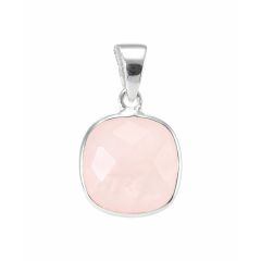 Pendentif Argent 925 Quartz rose Coussin 10x10mm