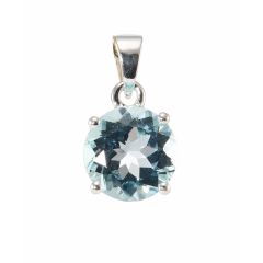 Pendentif Argent 925 Topaze Bleue Traitée Ronde 10mm