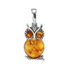 Pendentif Argent et Ambre hibou