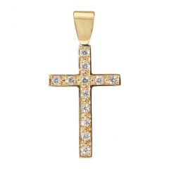 Pendentif Croix en Or Jaune 750 et Diamants