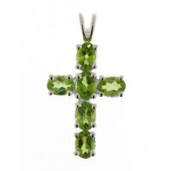 Pendentif Croix Péridot Argent