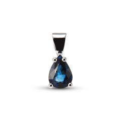 Pendentif Or Blanc 750 Saphir Poire 8x6mm AAA Bleu royal