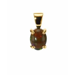 Pendentif Or Jaune 750  Opale noire 8x6mm