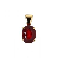 Pendentif Or Jaune 750 Rubis Traité Ovale 9x7mm