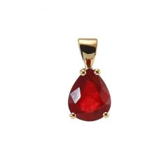 Pendentif Or Jaune 750 Rubis Traité Poire 10x8mm