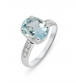 Bague solitaire aigue discount marine