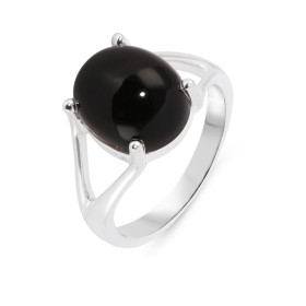 Bague Argent 925 Onyx Ovale 12x10mm. Bague en Argent 925 sertie d&#39;une pierre ovale de 12x10mm. Pierre taillée en caboc...