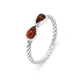 Bague Argent et Ambre Infini