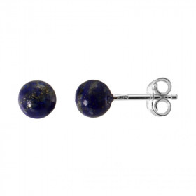 Boucles d'oreilles Argent 925 Lapis Lazuli Boules 6mm