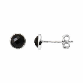 Boucles d'oreilles Argent 925 Onyx Ronds facettés 5mm. Puces d'oreilles avec pierres rondes facettées de 5mm de diamètre. ...