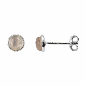 Boucles d'oreilles Argent 925  Quartz rose Rond facetté 5mm